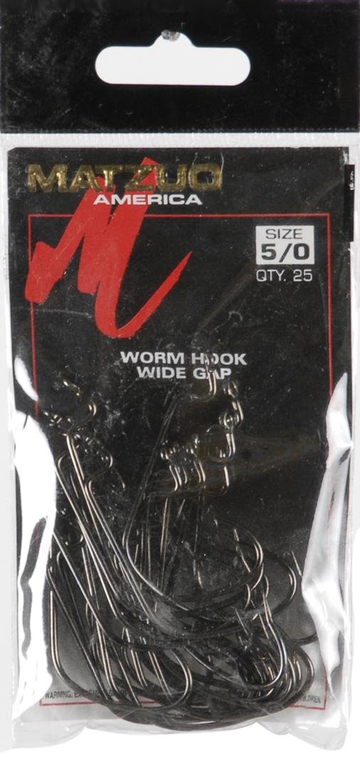 Matzuo Size 5/0 Wide Gap Worm Hooks - 25 Pack!