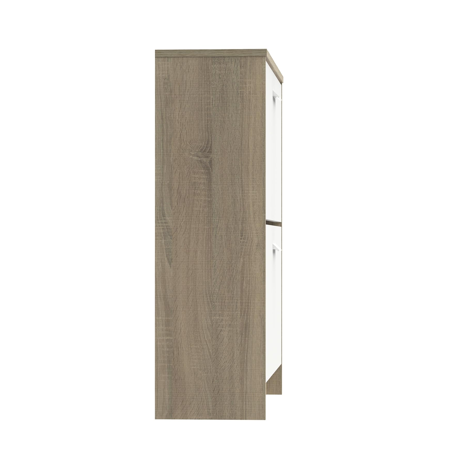Muebles Pitarch | Scarpiera Ingresso Mobile ausiliario stretto 2 porte per ingresso Bianco e Rovere Cambrian, 12 paia di scarpe, 82x74x25cm, Collezione Tibet
