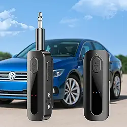 Adaptador Bluetooth 5.5 2 em 1 Receptor e Transmissor de Áudio Sem Fio com Microfone – Suporte Cartão TF, Conexão 3.5mm e USB Tipo-C para Carro, PC, TV e Caixa de Som