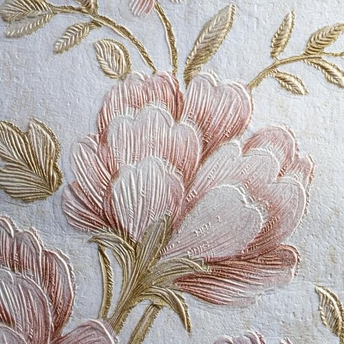 Image of wolpin Non-Woven Wallpaper Non-Adhesive (53 x 950 CM) (Cream) | Floral Damask Design with Texture and Subtle Cream Color | Decorative Wall Covering for Home Interior (54.18 Sq Ft)