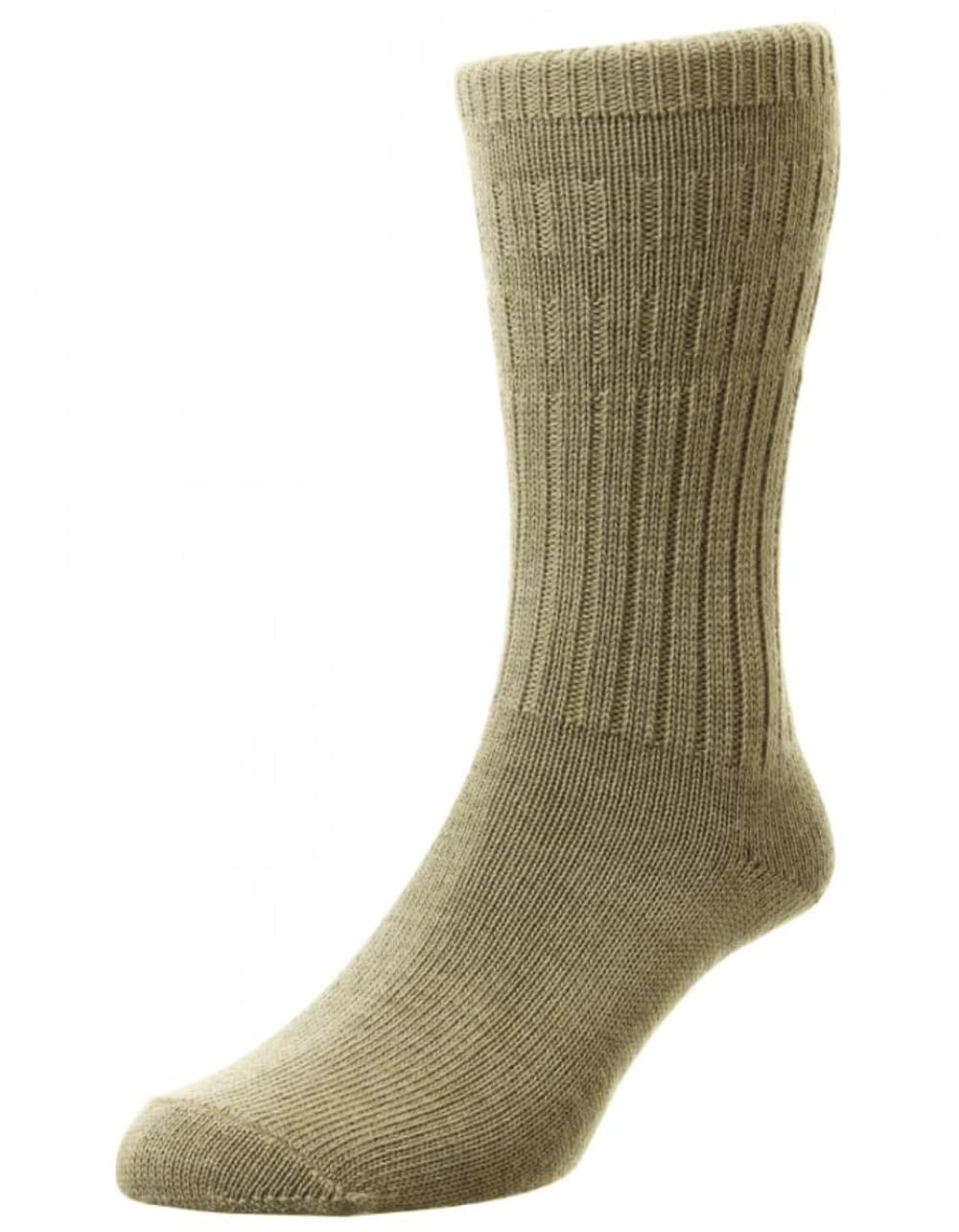 HJ Hall Men's Thermal Wool Softop Socks, Taupe, Size 6-11