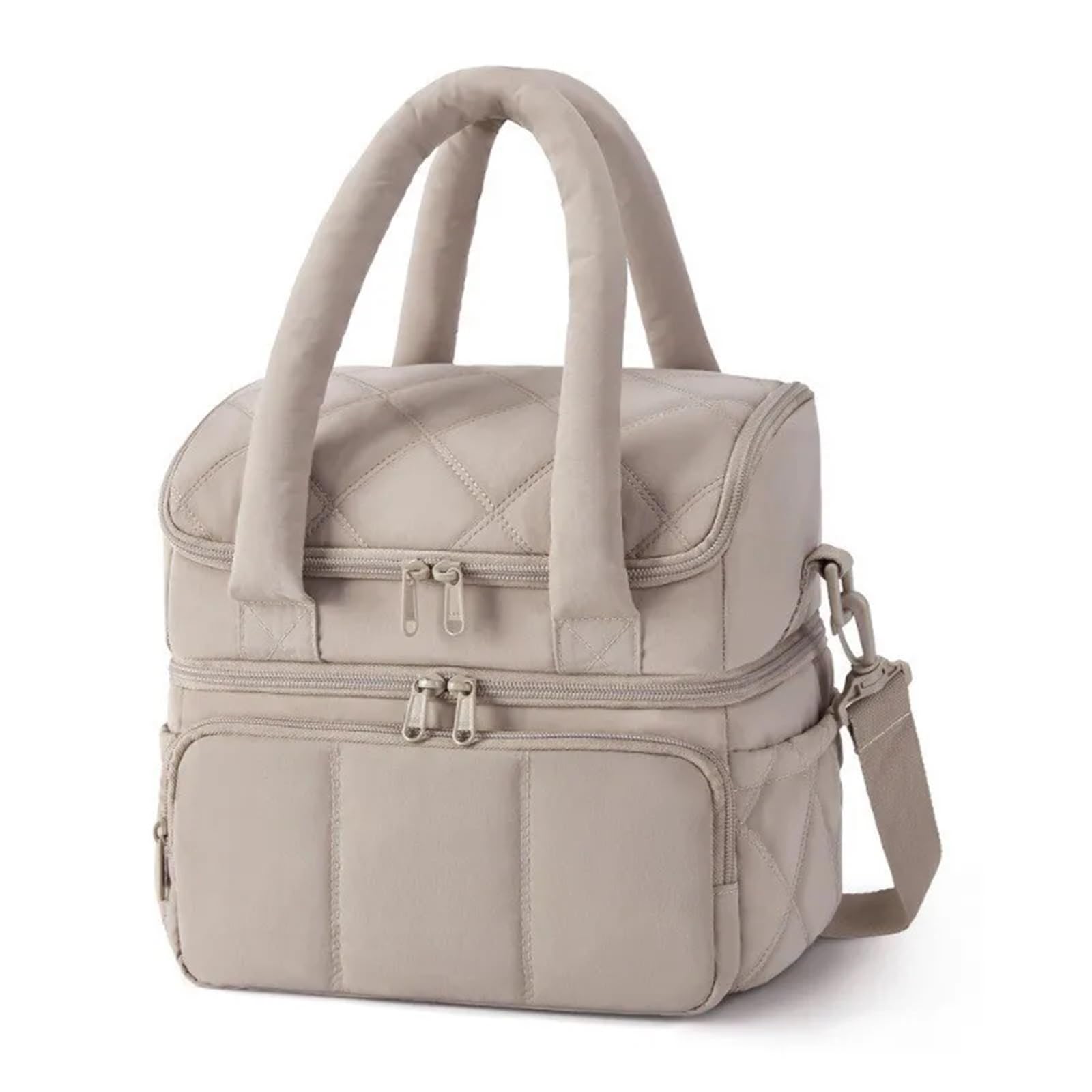 Bolsa térmica doble for el almuerzo, hermética y reutilizable, ideal for trabajo o la escuela Para Trabajo, Escuela, Viajes, Salidas(Beige A)