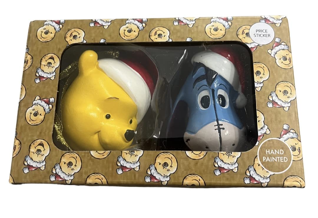 Winnie The Pooh Hanging Christmas Tree Decoration Bauble 2 Pack Winnie and Eeyore Primark Hand Painted