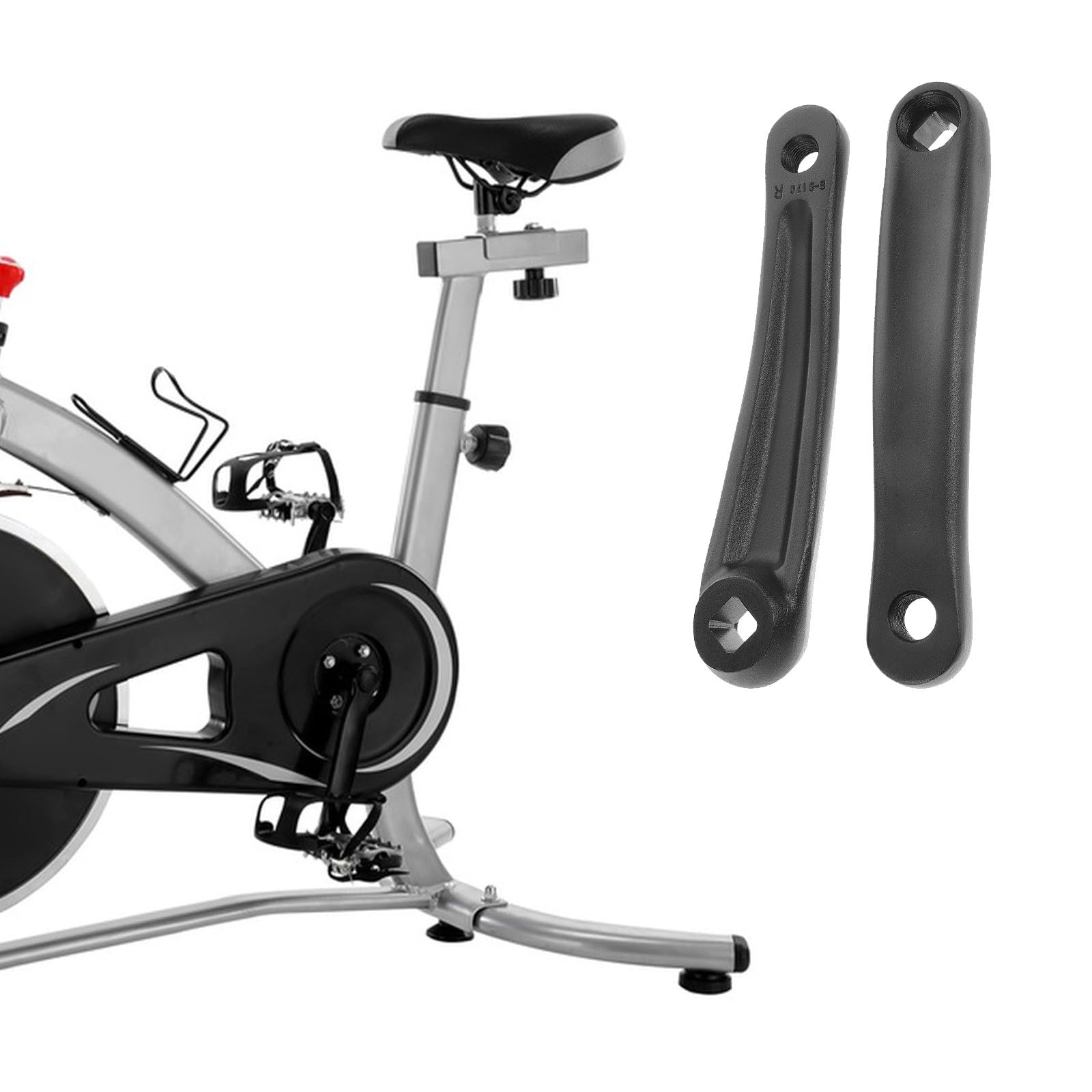 Braccio della Pedivella della Bici Elettrica 170mm 2 Pezzi Metallo Nero | Foro Quadrato Orizzontale, Montaggio Semplice e Compatibilità Versatile, per Bici da Strada e Cyclette