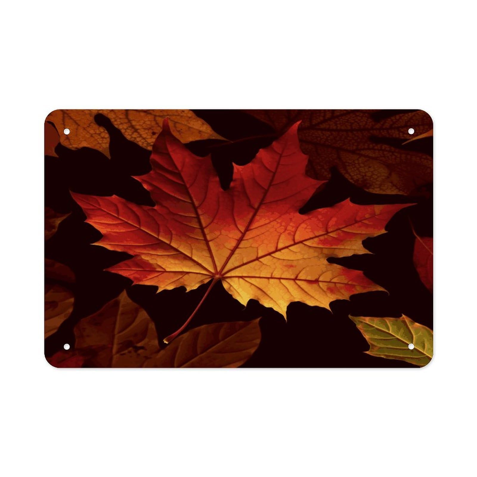 Fall Autumn Leaves Wall Art Metal Signs Tin Sign