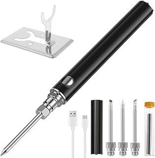 Cordless Electric Soldering Iron, 1100mAh 5V Fast Heating Soldering Welding Tool Kit with 3 Soldering Tips, Portable Electronic Soldering Pen Rechargeable Welding Repair Tool for DIY