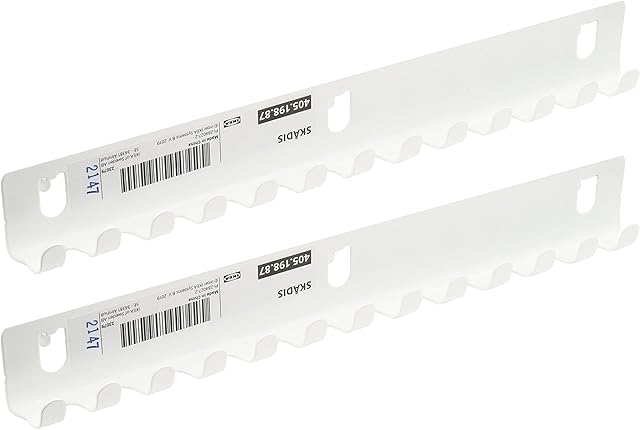 Ikea SKADIS Hook Racks, Fits SKADIS Pegboards, White ,Steel, 28x3x2 Centimetres, 405.198.87 - Set of 2