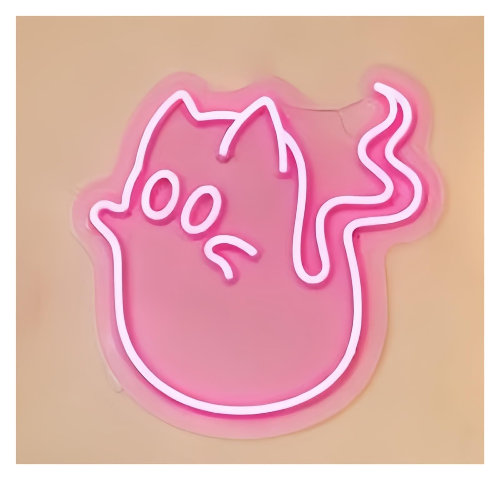 Rongch Rose Red Hanging Art Signs Cat Ghost Neon Sign Animal Spooky Led Light Storefront Window Display Business Entrance 50Cm(Rose Red)