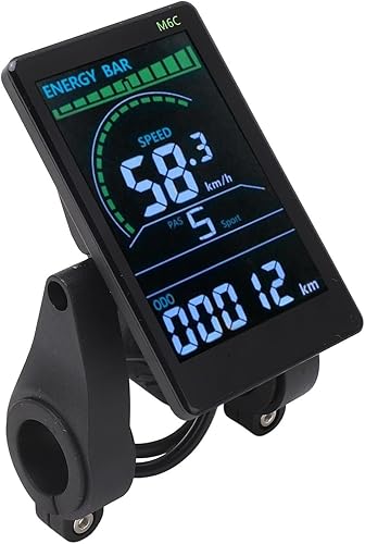 Miniatura 7 de Pantalla LCD de bicicleta eléctrica para computadora de bicicleta, velocímetro, 24 V, 36 V, 48 V, 60 V, impermeable, M6C, ABS, pantalla de