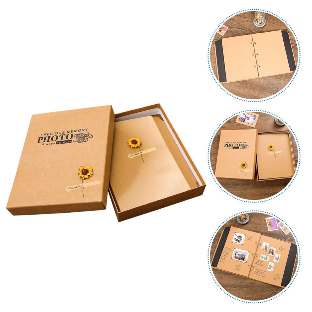 Artibetter Álbum de Fotos Retro Hecho a Mano de Papel Kraft, 30 Páginas para Pegar y Escribir, Adecuado para Cumpleaños y Bodas Estilo Vintage y Diseño Ligero