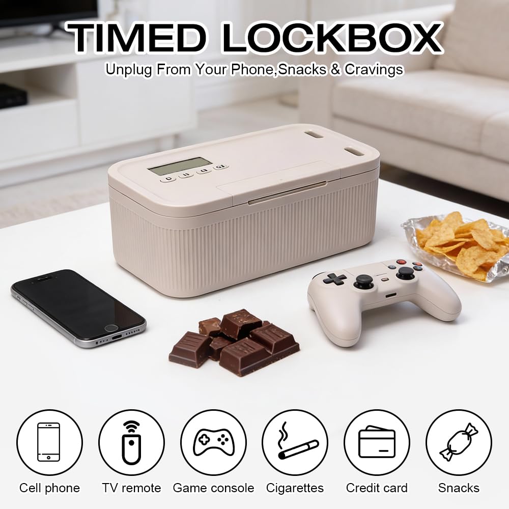 Caja con Temporizador y Bloqueo Seguro, Caja fuerte con Temporizador, Caja de Seguridad con Temporizador, Caja de Seguridad de Autocontrol para Desenchufar Teléfonos y Control de Adicciones