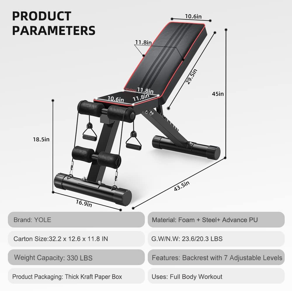 YOLEO Banc de Musculation Pliable Banc réglable pour l'entraînement Complet du Corps Banc inclinable pour Exercice Gymnastique à Domicile/Bureau