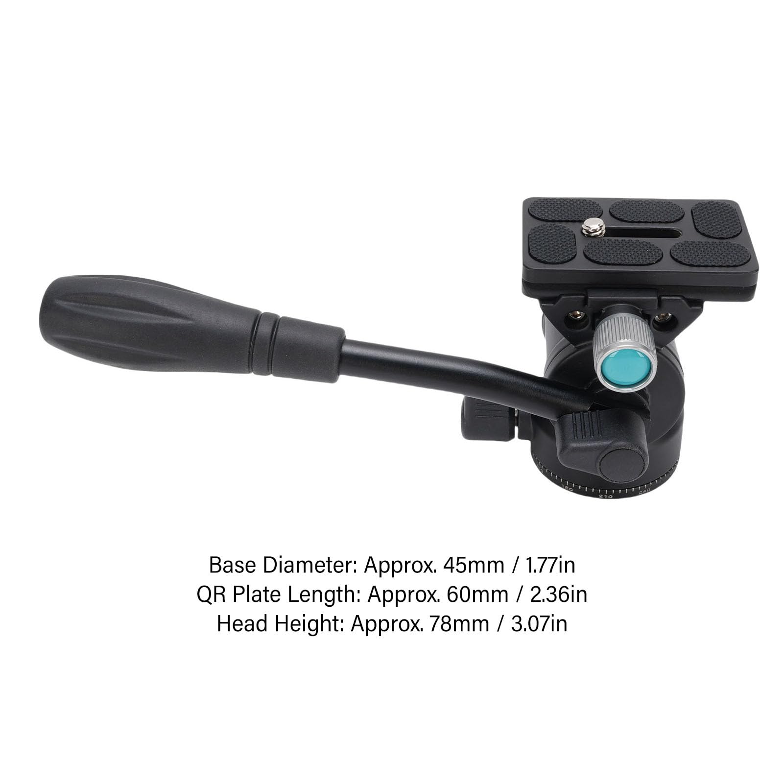 Generic Testa per Treppiede, Testa Panoramica Inclinabile per Treppiede Video in Lega di Alluminio Panoramica a 360 Gradi con Maniglia Regolabile in Acciaio e Foro per Vite Inferiore da 3/8 Pollici