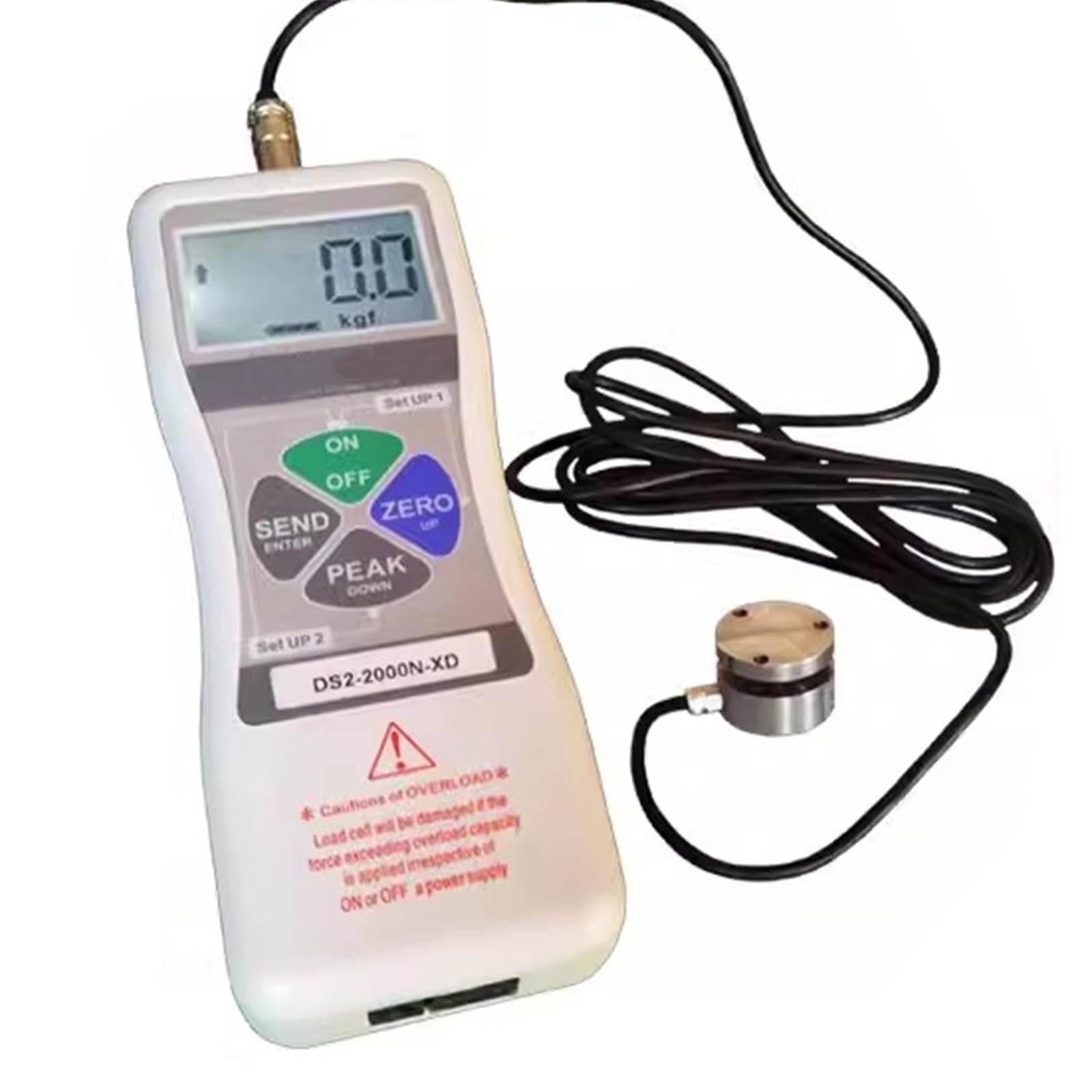 Misuratore di Forza Digitale, con Sensore Esterno, Misuratore di Tensione Dinamometrico Push-Pull, con modalità in Tempo Reale/Picco, Uscita Dati, Ricaricabile