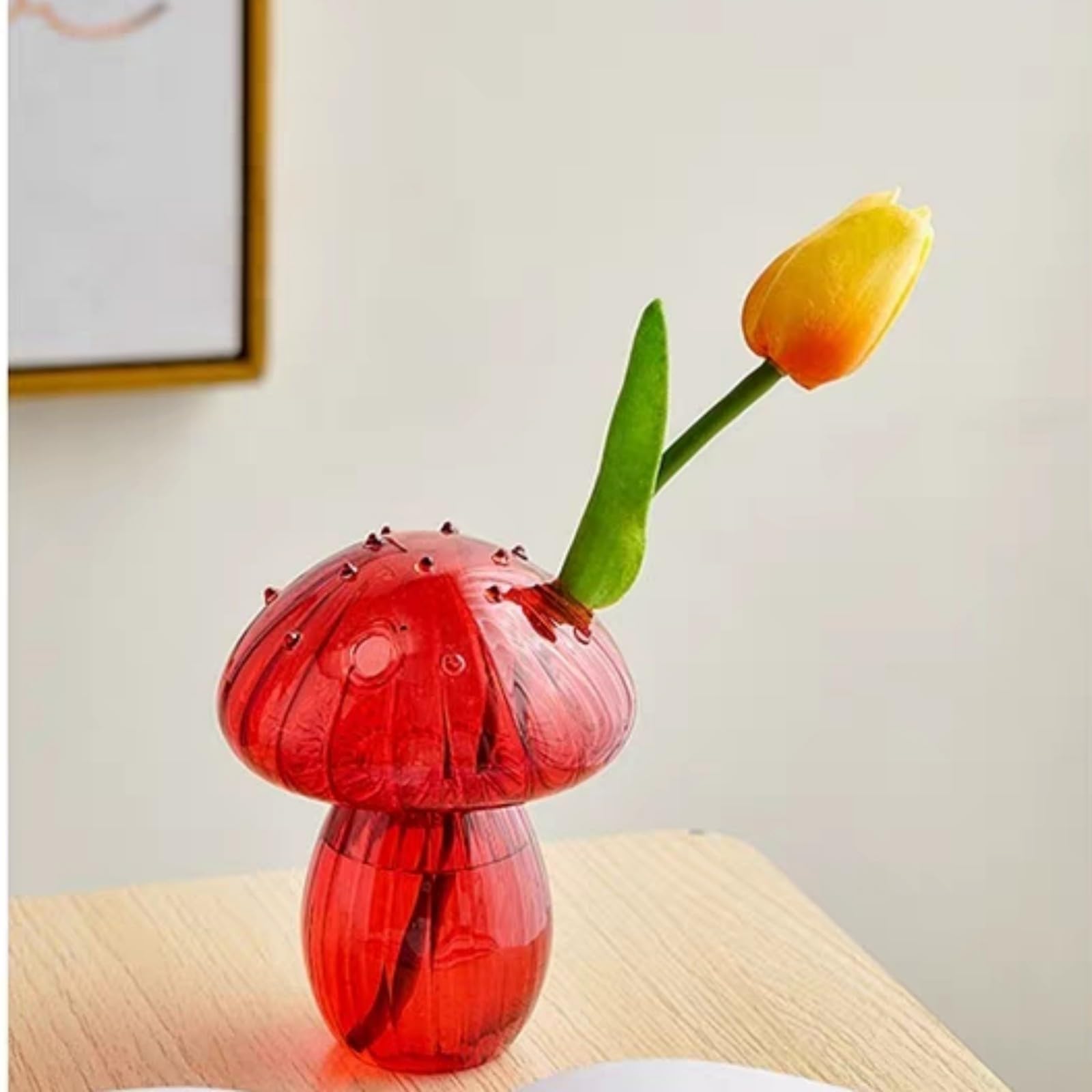 Muiltvoe Clear Glass Bud Vase Mushroom Shaped Tiny Flower Bottle Hydroponic Plant Propagation Station for Table centerpieces,Flower Arrangement