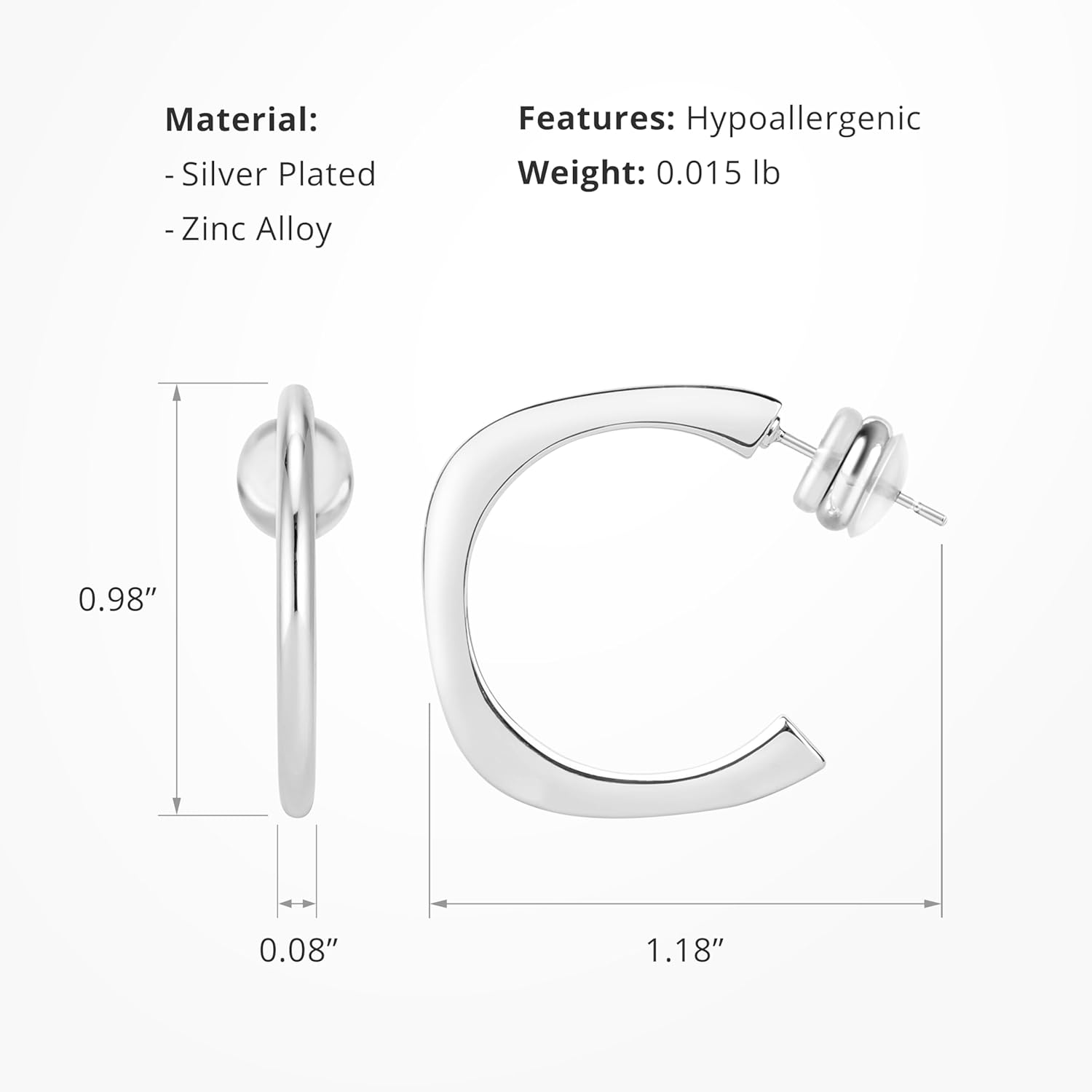 CoBi Sliver Hoop Earrings for Women, 925 Sterling Silver & Rhodium Plated | Cubic Zirconia Open Hoops | Hypoallergenic Brass Fashion Jewelry - Image 3