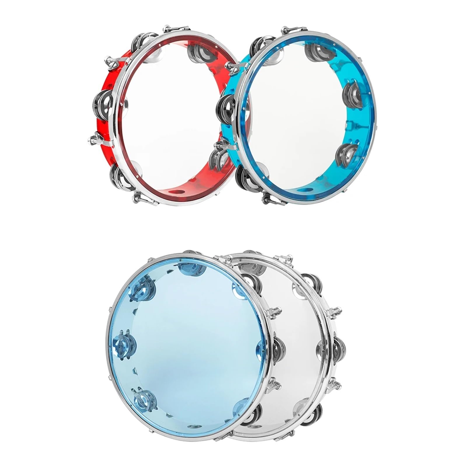 Tamburin 8/10 Zoll Selbststimmende Handkurbeltrommel ABS-Metall-Schlaginstrumente Sind for Anfänger Geeignet(8 Inch)