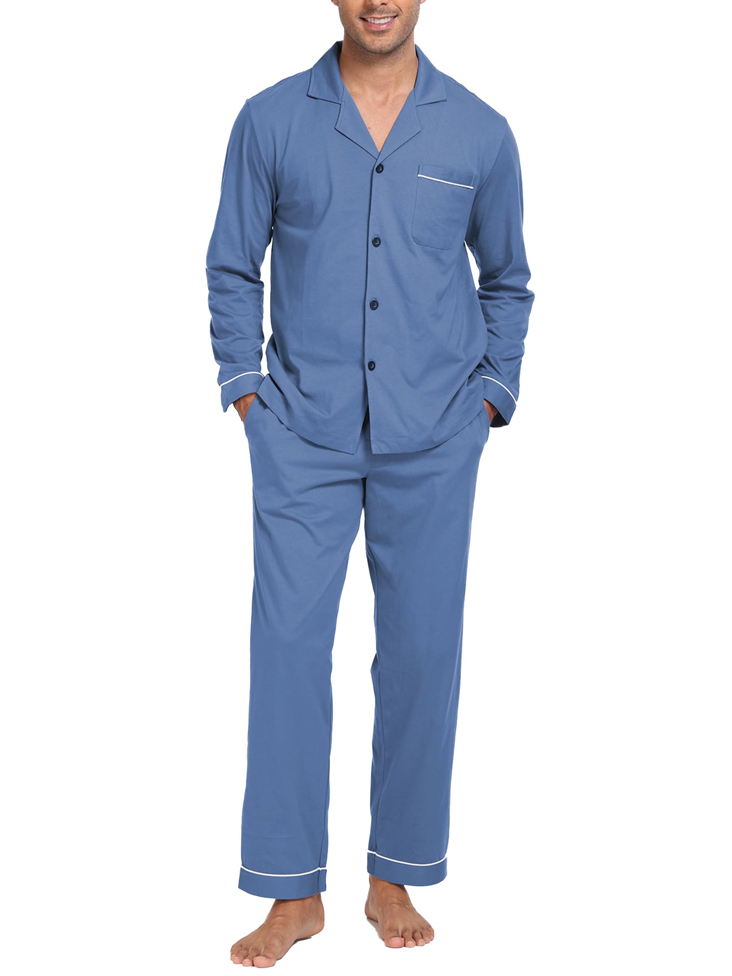 EA'S SECRET Herren-Pyjama-Set aus 100% Baumwolle, kurzärmeli