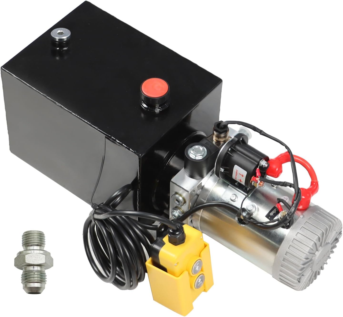 Nakkaa 12V DC Hydraulic Power Device, 7.6L Single Act Hydraulic Dump Pump for Lifting and Lowering Dump Trucks
