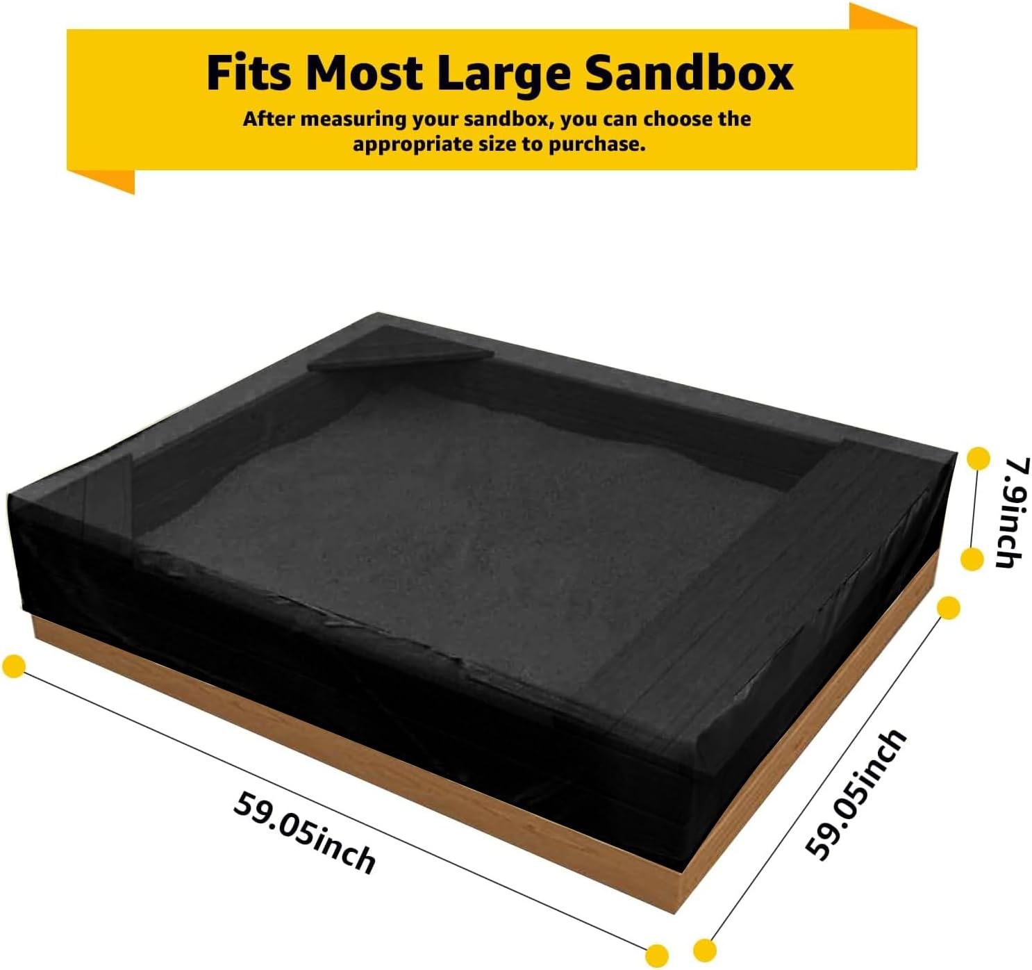 Sandbox Cover, 420D Oxford Heavy Duty Waterproof Sand Box Cover, Outdoor Garden Square Sandbox Cover for Kids Protect Sandbox Sand and Toys(Black,70" X 70" X 8")