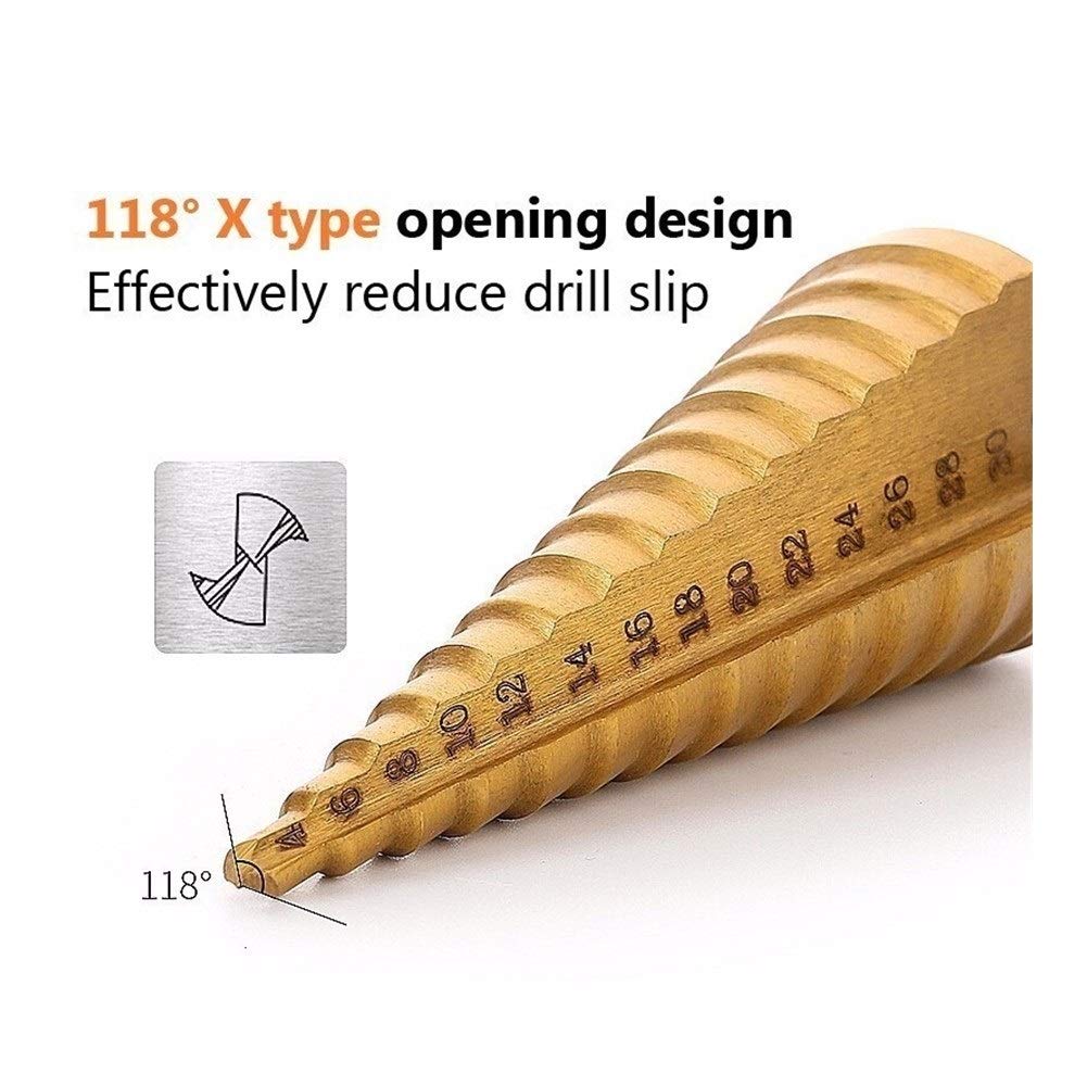 HSS Titanium-Coated Spiral Groove Step Drill Bit Or Straight