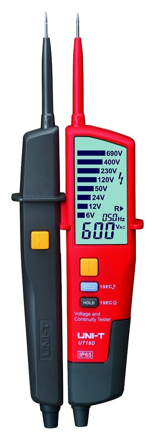 Probador de voltaje y continuidad de rango automático UT18D con retroiluminación LCD Fecha Hold RCD Test y autoinspección