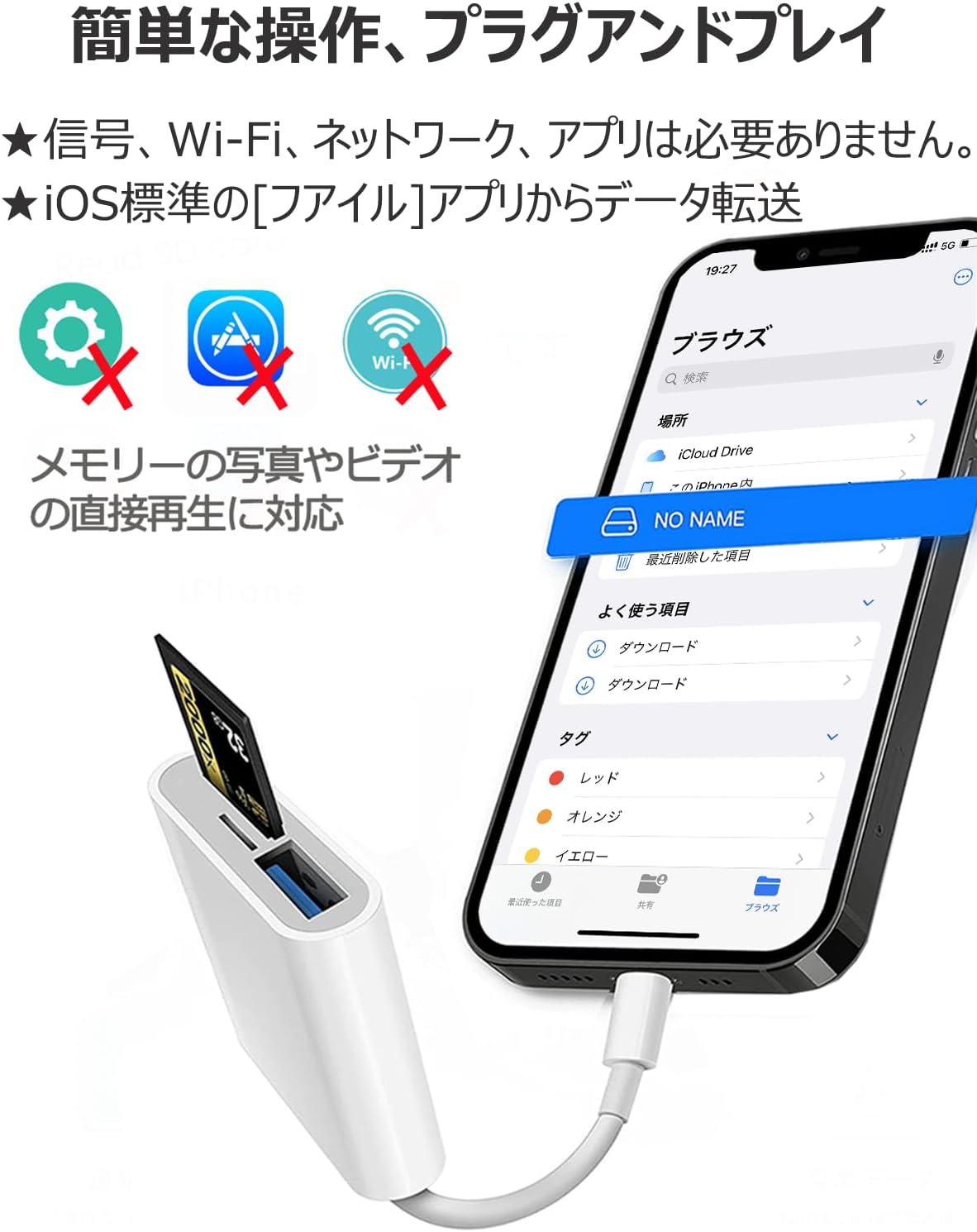 iPhone 【Enclosuse】 SDカードリーダー【2025MFi認証品、3in1、24ヶ月保証】Lightning usb変換アダプタ・SDカード・