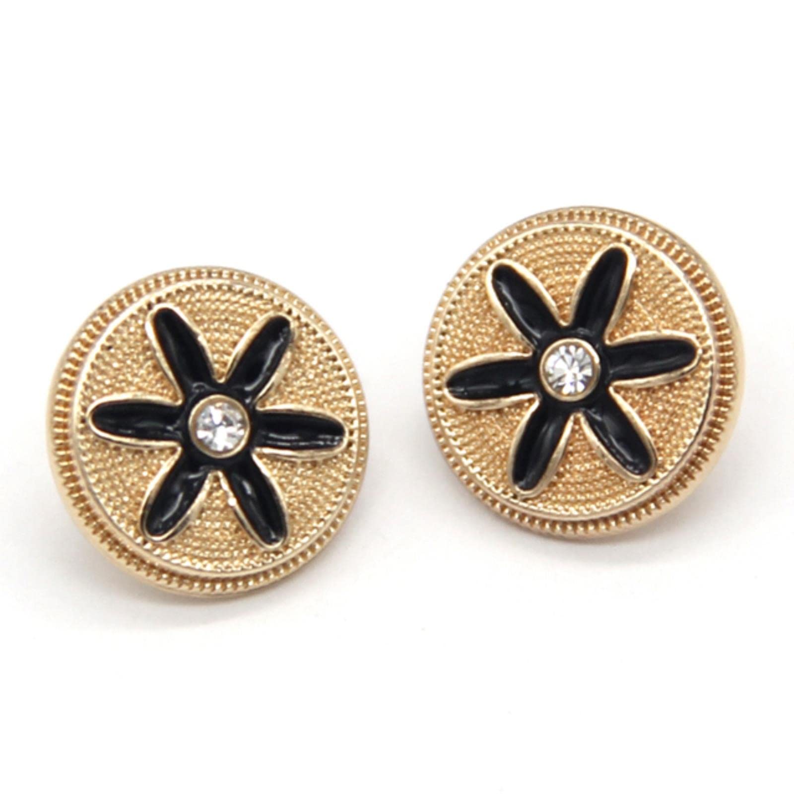 20 Stück Kleine Blumenknöpfe Aus Metall – Schwarz-gold, 11 Mm, Für Kleidung, Blusen & DIY-Projekte