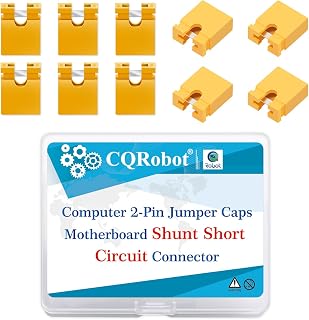CQRobot 200 Pieces Yellow Standard Computer Jumper Caps Header Pin Shunt Short Circuit 2P Connector Open Top 2.54mm. for Arduino Raspberry Pi PCB PC DVD HDD Motherboard Shorting and Other Project.