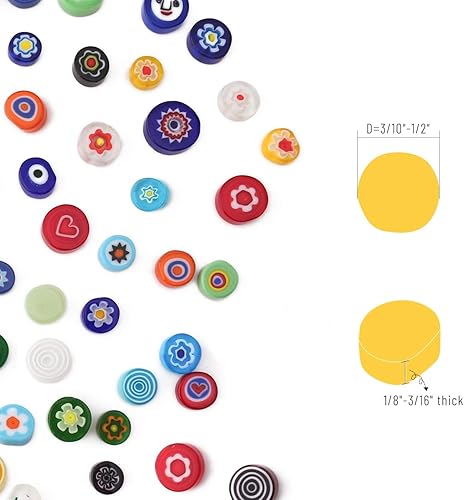 Miniatura 6 de Youway Style Millefiori - Azulejos de mosaico para manualidades, piezas de vidrio de mosaico, cuentas de vidrio Millefiori sin agujeros, kits de