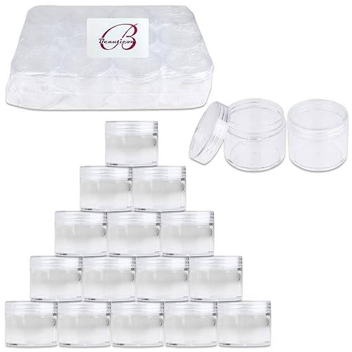 Miniatura 1 de Beauticom - Contenedor de primera calidad, redondo, transparente, a prueba de fugas (2 onzas). Recipientes plásticos de almacenamiento para viajes,