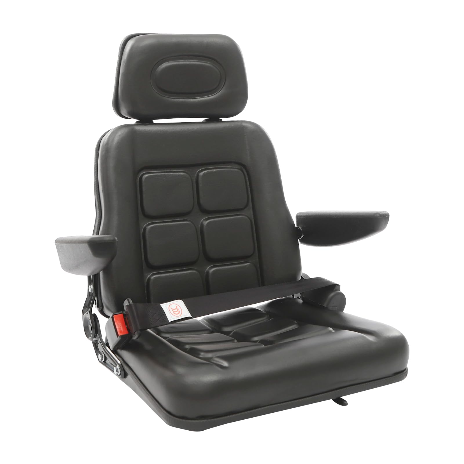 Siège de tracteur universel avec accoudoirs, appui-tête et ceinture de sécurité automatique - Siège de chariot élévateur - Noir