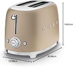 SMEG 2 Grille-pain à tranches avec 6 Préréglage et fonction de dégivrage et bac à croûte amovible TSF01CHMUS, Champagne Matte