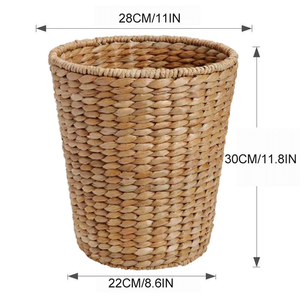 Trash Can Woven Basket Trash Can Garbage Container Bin Waste Recycling for Bathrooms Kitchens Home Offices Waste Basket (Color : Light Brown) (Dark Brown)
