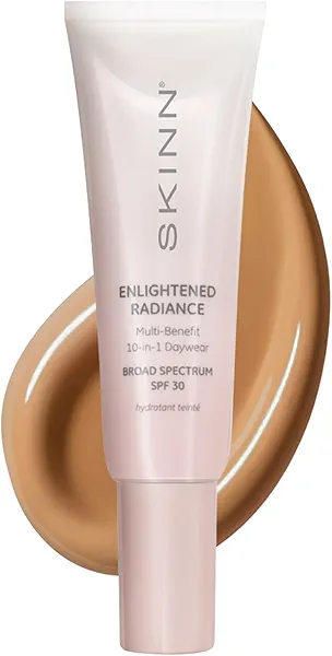 SKINN Enlightened Radiance 10-in-1 Tinted Sunscreen Broad Spectrum with SPF 30, (Medium) - Hydrating & Brightening Tinted Moisturizer for Face, Wrinkles & Fine Line - Lightweight Coverage Skin Tint
