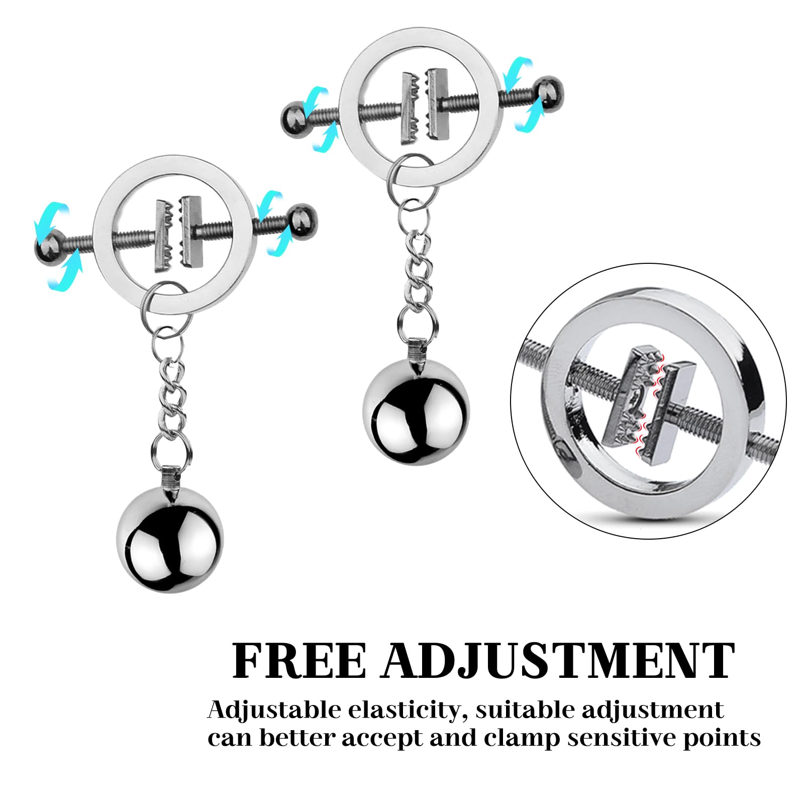 BDSMLOVE Juego de pinzas y estimulador de pezones con bolas de acero con peso, juguetes BDSM, juguetes sexuales eróticos de esclavitud extrema para mujeres y hombres (B)