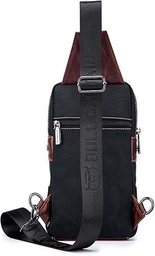 Miniatura 3 de Hebetag Mochila cruzada de cuero para hombres y mujeres, viajes, deportes al aire libre