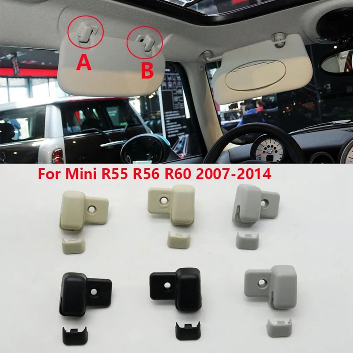 Staffa Per Visiera Parasole Laterale | Per Mini R55 R56 R60 2007-2014, Colore Beige