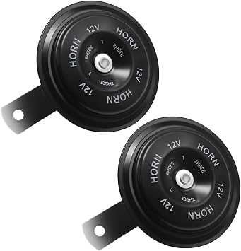 Universal 12V 118DB Metal Dual Motorcycle Horn Kit, Metal Design, Suitable for Cars, Trucks, Motorcycles, and Other 12V Vehicles Black