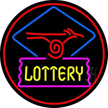 Lottery Logo LED Neon Sign 18 x 18 - inches, Black Square Cut Acrylic Backing, with Dimmer - Bright and Premium built indoor LED Neon Sign for Defence Force.