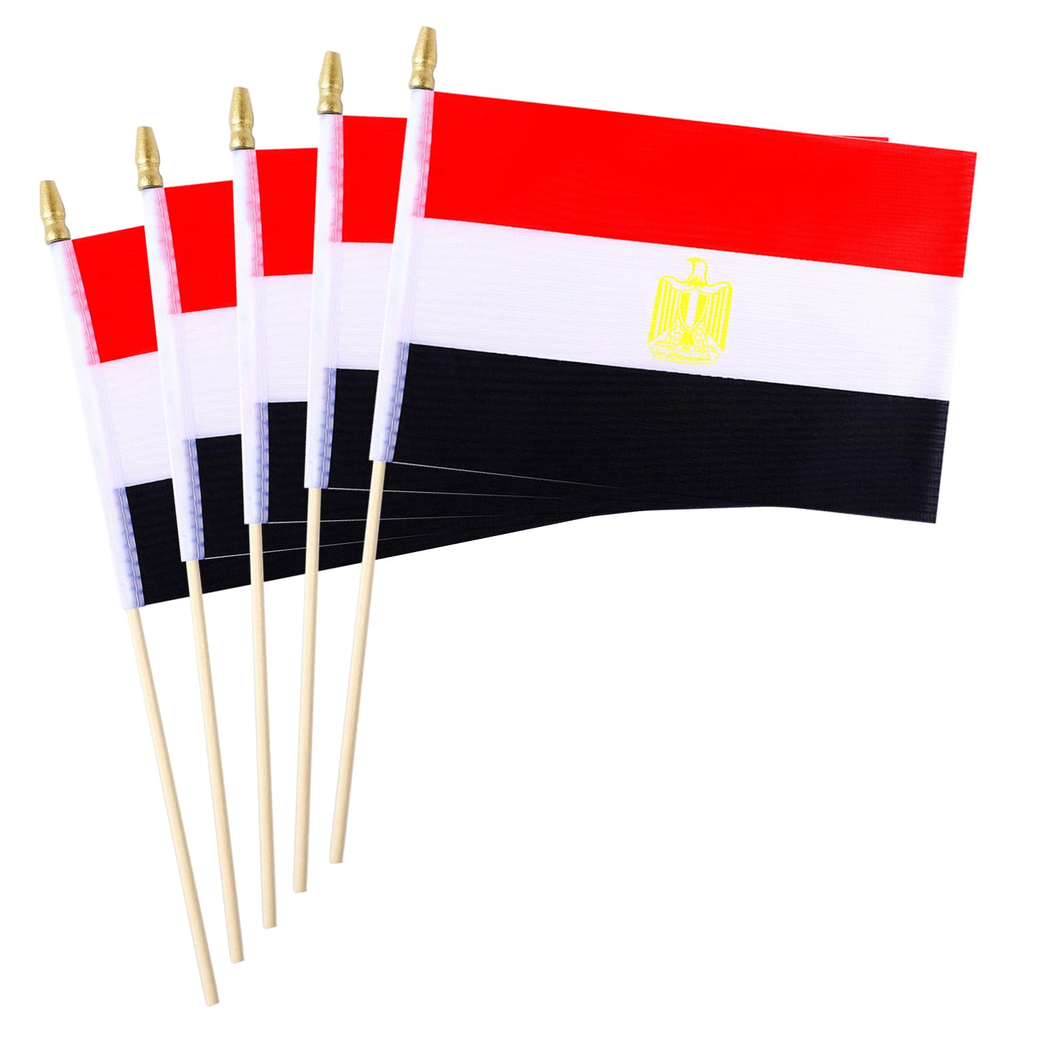 5 Pack Country Small Mini Wood Hand Held Stick Flag,Suitable For Various Holiday Parties, World Cup, National Day, And National Flag Day. (Egypt) — image 1