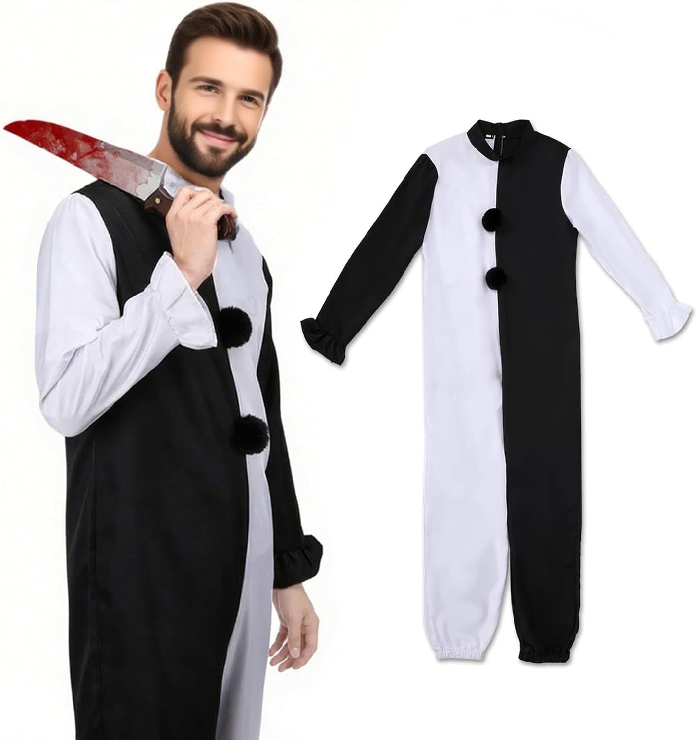 Pigmiss Adult Art The Clown Costume Scary Horror Suit Killer Halloween Cosplay Outfits Jumpsuit - Image 2