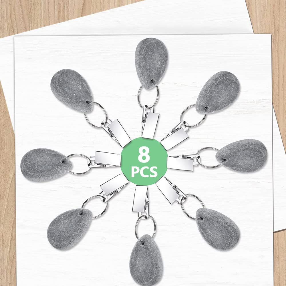 CHUANFU 8 Pièces Marbre Naturel De Poids De Nappe, Poids Nappe De Table Exterieur Anti Vent Lourds, Pince Nappes Exterieur En Forme De Cœur, Pour Fête, Maison, Mariage, Décoration De Table (Gris