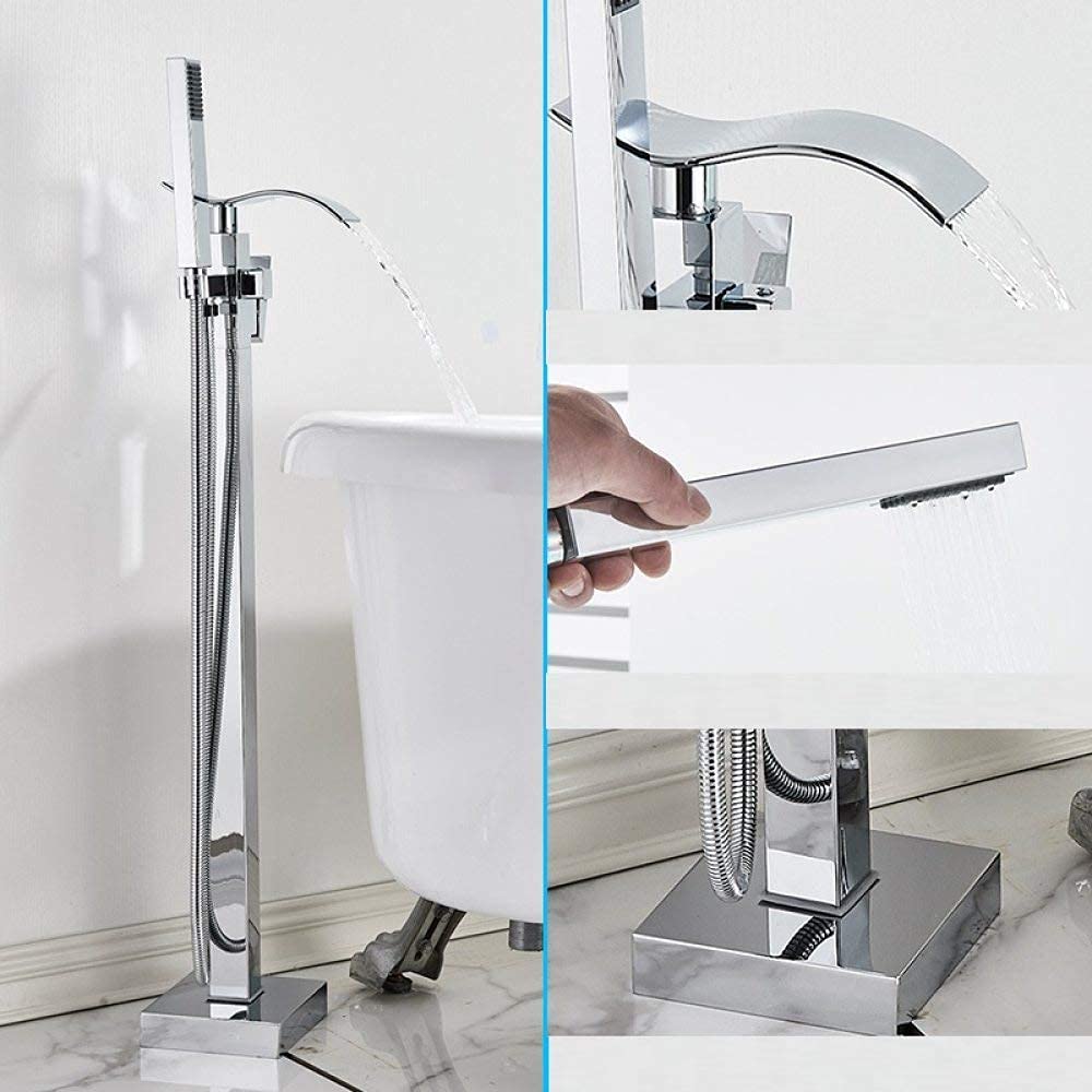 Robinet de baignoire eau chaude et froide mitigeur sur colonne or