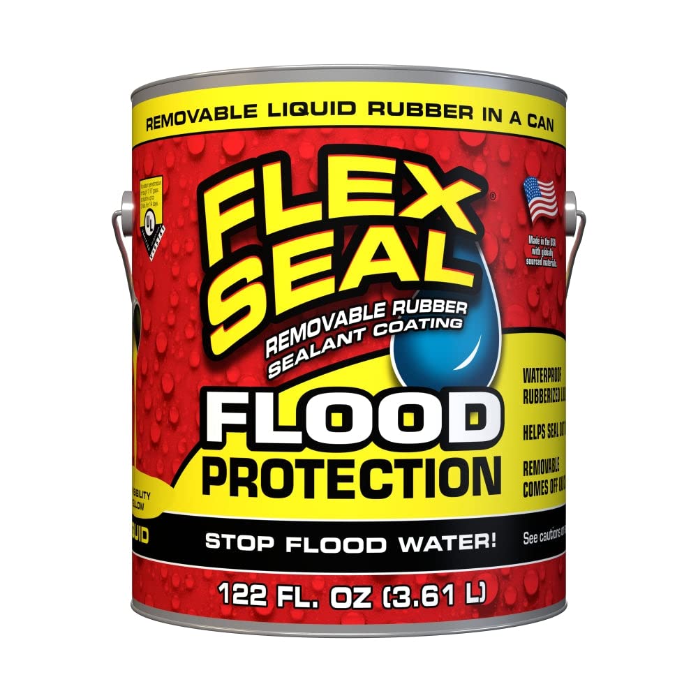 Flex Seal Liquid Flood Protection, 122 oz, Waterproof Rubberized Liquid, Removable, Use on Windows, Doors, Garage Doors, Seams, Casings, Thresholds, Conduits, Vents, Ducts, and More