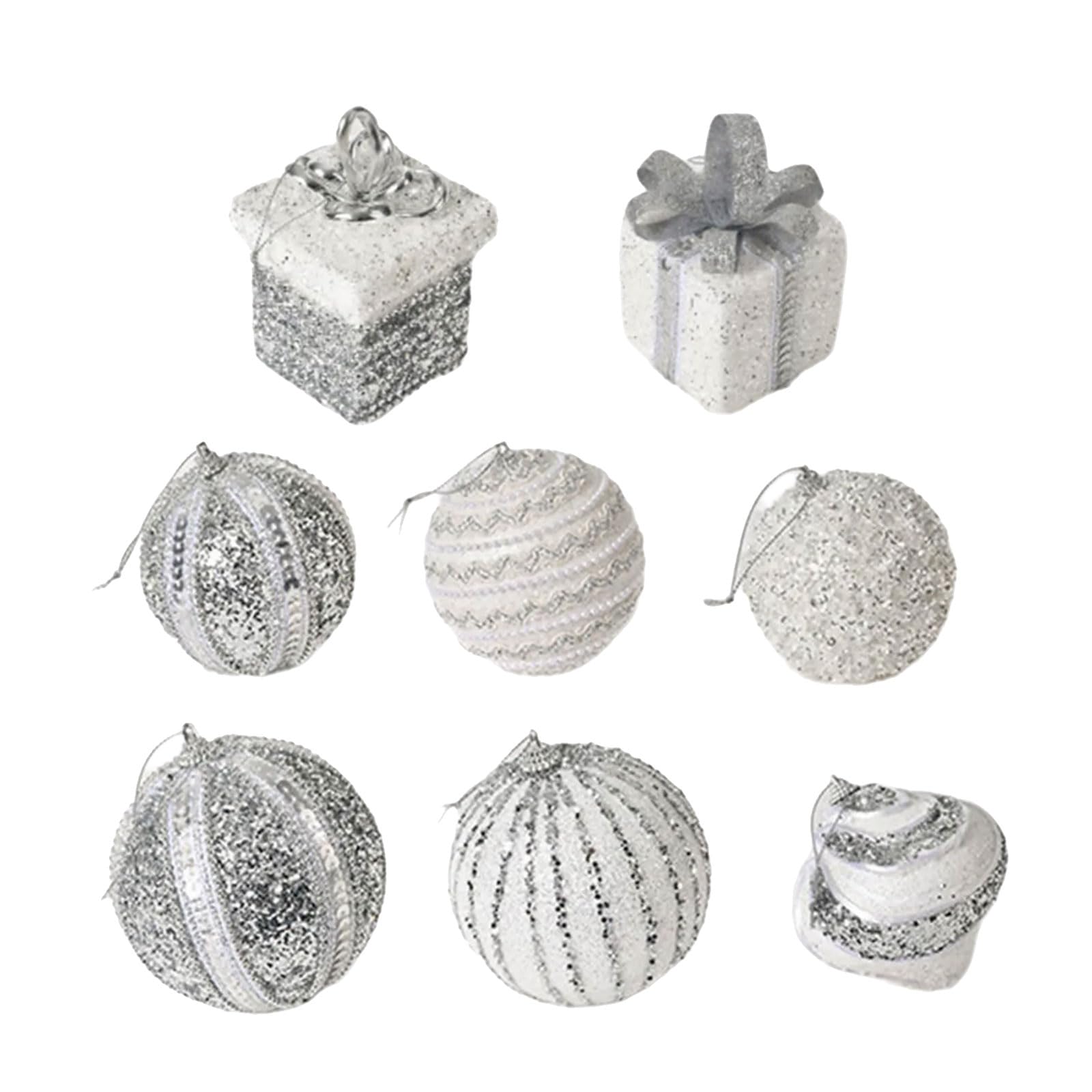 KAQNTUD Pack of 8 Glittering Christmas Baubles Tree Bauble Ornament for Door Wreath Mantle Window Holiday Party Centrepieces Unbreakable Tree Decoration