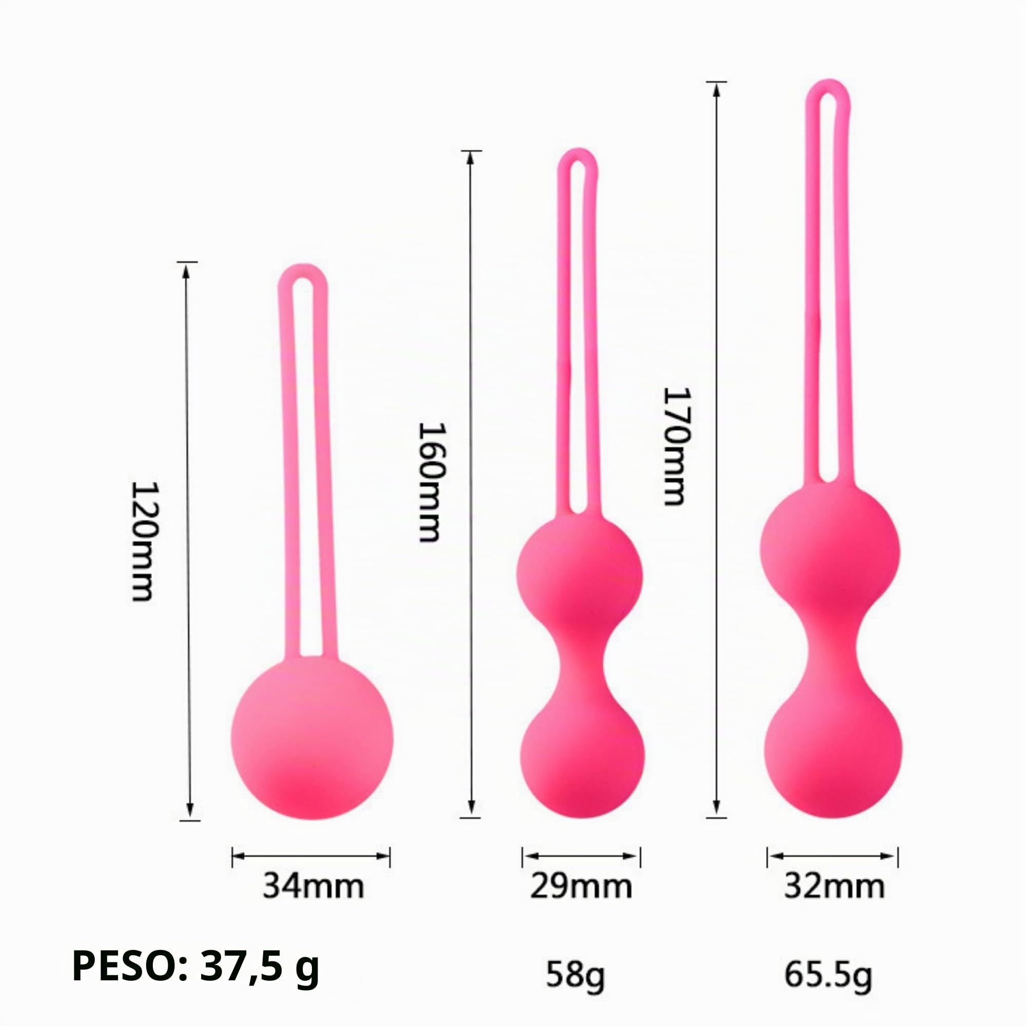 GRANTY Bolas Chinas Para Fortalecer el Suelo Pélvico - 3 Niveles Bolas Chinas Más Vendidas Silicona- Bolas Chinas Suelo Pelvico Mujer