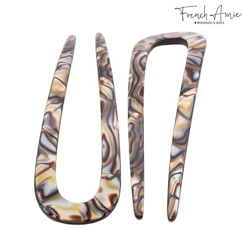 Miniatura 8 de French Amie Slick Silver Onyx Grey - Palo grande de acetato de celulosa hecho a mano de 4 14 pulgadas, agarre antideslizante, sin metal, para