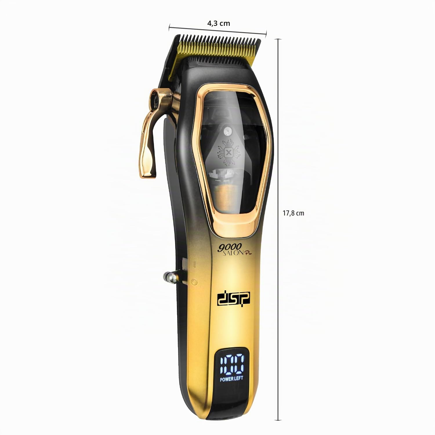 DSP Pro Barber Hair Clippers Set : Tondeuse magnétique sans fil 9000 tours/minute, contrôle de la vitesse constante pour une coupe en douceur. Lames en céramique, batterie 2500mAh (Or)