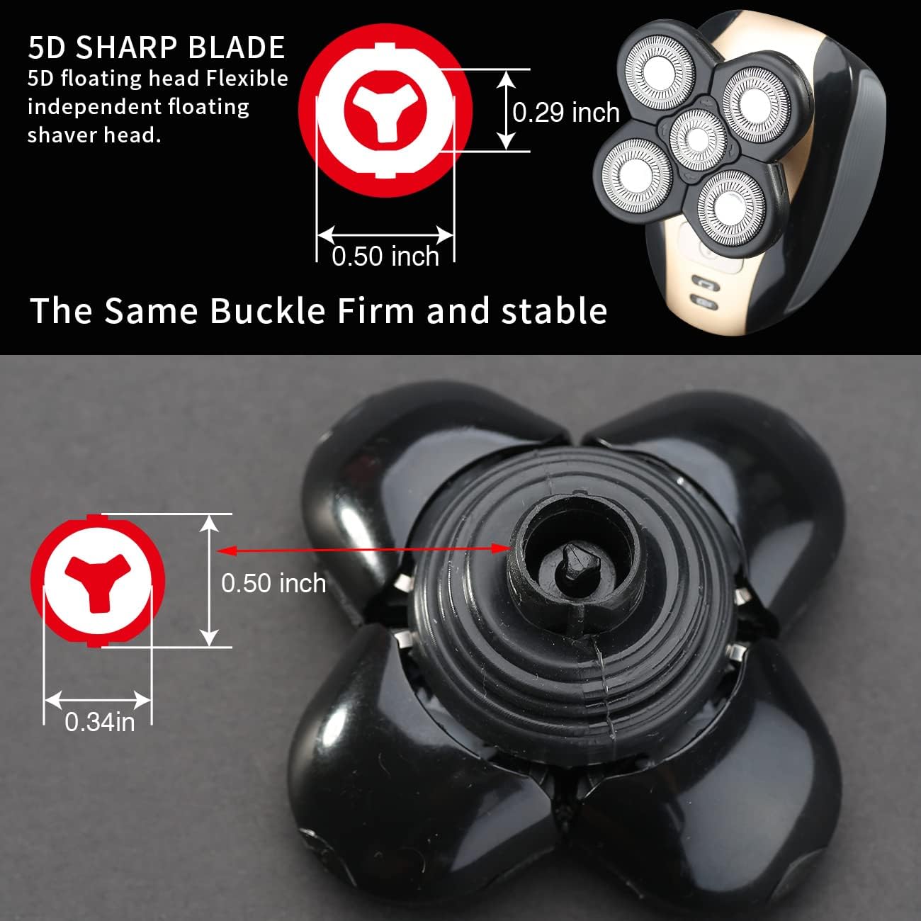 5 Blades Electric Shaver Replacement Heads Universal Blade for Razor (5D Black) - Image 3